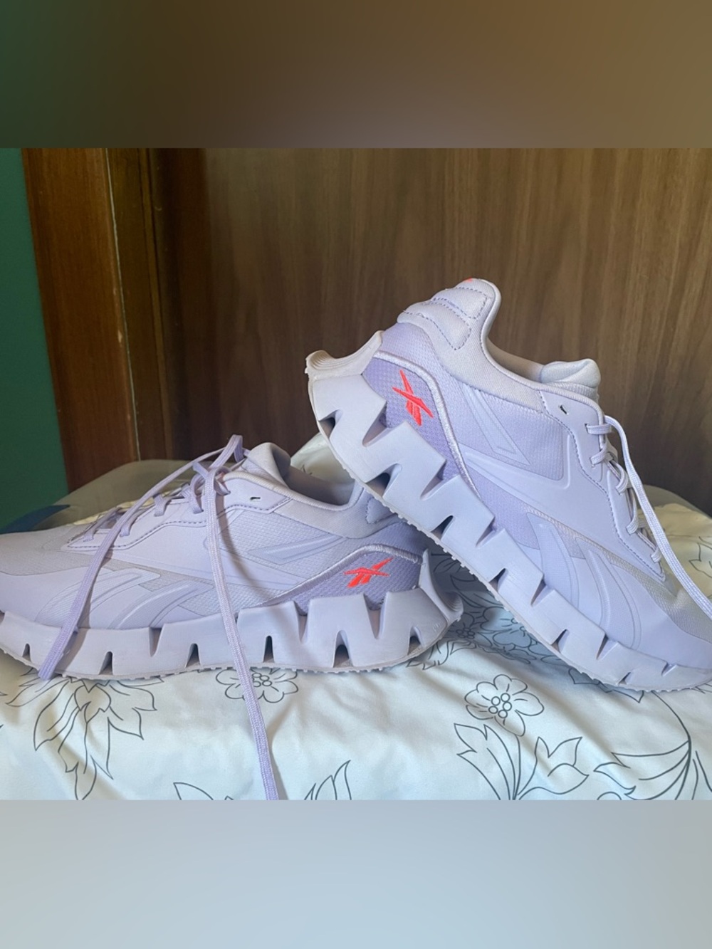 Reebok Lavender Sneakers with Coral Logo Accent